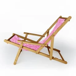 Sewzinski Monochrome Florals Pink Sling Chair - Pink - Deny Designs