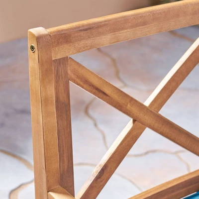 Juniper 7pc Acacia Wood Dining Set - Teak/Blue - Christopher Knight Home 5 Juniper 7pc Acacia Wood Dining Set - Teak/Blue - Christopher Knight Home - Image 5