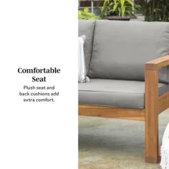 Galia Square Leg Acacia Wood Patio Loveseat With Cushions - Brown - Saracina Home -Outdoor Comfort Deals Store GUEST 570fd000 4d0b 4bea bb2b a214b08d0cac