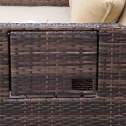 Outsunny Patio Wicker Loveseat Sofa Set, Outdoor PE Rattan Garden Assembled Sun Lounger Daybed Furniture, W/ Storage Ottoman & Side Tables/ Drink Trays For Poolside, Porch, Backyard -Outdoor Comfort Deals Store GUEST 573945f5 4cab 4558 835d dd1764820ae0