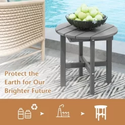 Costway Patio 18'' Adirondack Round Side Table All Weather HDPE End Table Outdoor Grey -Outdoor Comfort Deals Store GUEST 57a854f4 7c36 4317 b93a 0069b6164888