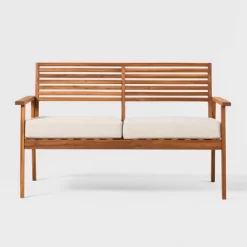 Saracina Home Mid-Century Modern Slatted Acacia Outdoor Bench -Outdoor Comfort Deals Store GUEST 57d905ae eee3 4700 a9c5 3da145005519
