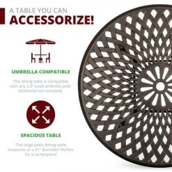 Kinger Home 41-inch Patio Dining Table, Round Outdoor Dining Table, Cast Aluminum Patio Furniture Table, Bronze -Outdoor Comfort Deals Store GUEST 5a1b7c93 2ced 4990 99ab 6b9b83d2435a