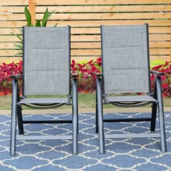 7pc Outdoor Dining Set With 7 Position Adjustable Folding Chairs & Metal Rectangle Table With Umbrella Hole - Captiva Designs -Outdoor Comfort Deals Store GUEST 5a4d9cee 2386 4e57 95e3 91daddcc81f5