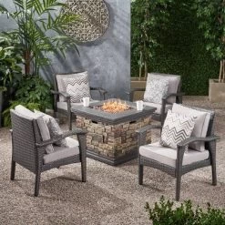 Kaula 5pc Faux Rattan Club Chair & Fire Pit Chat Set - Christopher Knight Home -Outdoor Comfort Deals Store GUEST 5b14b4b9 523f 43f7 b260 767a4b5f23e0