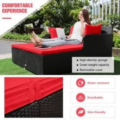 Tangkula Patio Rattan Daybed With 4 Pillows Cushioned Sofa For Outdoor -Outdoor Comfort Deals Store GUEST 5b7896a0 b31a 48b5 a996 1ba44f1d6e69
