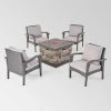 Kaula 5pc Faux Rattan Club Chair & Fire Pit Chat Set - Christopher Knight Home