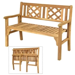 Costway Patio Outdoor Solid Wood Bench Folding Loveseat Chair Park Garden Deck Furniture -Outdoor Comfort Deals Store GUEST 5c52e86d b4fc 482e b49c 0f5b0880f8ff
