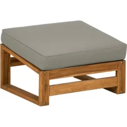 Galia 2pc Square Leg Acacia Wood Chair And Ottoman With Cushions - Brown - Saracina Home -Outdoor Comfort Deals Store GUEST 5c6ac659 1ca2 40a2 b2a8 c48f709d346f