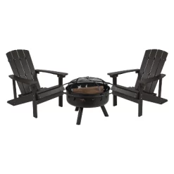 Merrick Lane Ayala 3 Piece Outdoor Leisure Set With Set Of 2 Poly Resin Adirondack Chairs And Star And Moon Iron Fire Pit -Outdoor Comfort Deals Store GUEST 5caed6f9 ec39 4ccb 92f0 25466a7e3ed4