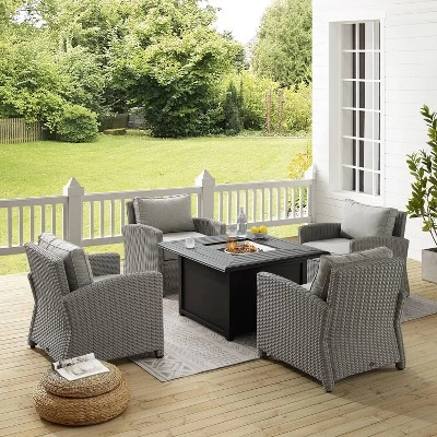Bradenton 5pc Wicker Conversation Set With Fire Table - Gray - Crosley 5 Bradenton 5pc Wicker Conversation Set With Fire Table - Gray - Crosley - Image 5
