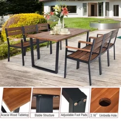 Costway 7PCS Patented Patio Dining Chair Table Set Acacia Wood Backyard W/Umbrella Hole -Outdoor Comfort Deals Store GUEST 5e13f646 d59a 47ca 9289 155f11ee7b15