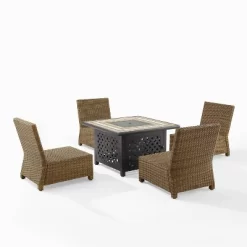 Bradenton 5pc Outdoor Wicker Armless Chair & Fire Table Set - Crosley -Outdoor Comfort Deals Store GUEST 5e3e33d2 5237 4b4f 8046 fe8c00060686