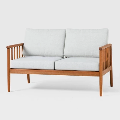 Saracina Home Modern Boho Eucalyptus Spindle Outdoor Bench With Cushions 3 Saracina Home Modern Boho Eucalyptus Spindle Outdoor Bench With Cushions - Image 3