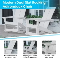 Merrick Lane Wellington 3 Piece Patio Furniture Set Includes All-Weather UV Treated Adirondack Rocking Chairs And Side Table -Outdoor Comfort Deals Store GUEST 5ea234c7 bb63 43ab a0ae 0d95a0ddff81