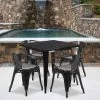 Flash Furniture Commercial Grade 31.5" Square Metal Indoor-Outdoor Table Set With 4 Arm Chairs