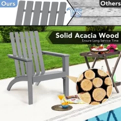 Costway 2PCS Patio Adirondack Chair Side Table Set Solid Wood Garden Deck Grey -Outdoor Comfort Deals Store GUEST 60650001 cfd8 4c9f 92d1 4212eaad5924