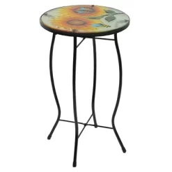 Northlight 19" Sunflower And Bumblebee Glass Patio Side Table -Outdoor Comfort Deals Store GUEST 607108a6 7c26 4a7a ac93 d95d8c8db1e5
