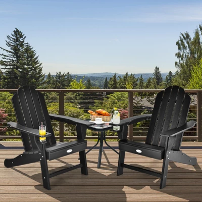 Tangkula 2PCS Adirondack Chair Outdoor With Cup Holde Weather Resistant Lounger Chair For Backyard Garden Patio And Deck Black/Grey/Turquoise/White 5 Tangkula 2PCS Adirondack Chair Outdoor With Cup Holde Weather Resistant Lounger Chair For Backyard Garden Patio And Deck Black/Grey/Turquoise/White - Image 5