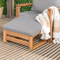 Galia 2pc Square Leg Acacia Wood Chair And Ottoman With Cushions - Brown - Saracina Home -Outdoor Comfort Deals Store GUEST 60c10f7d 5b45 4211 b4ed 7da57de1baff