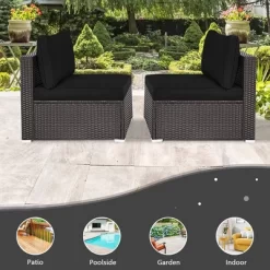 Tangkula 2PCS Patio Sectional Armless Sofas Outdoor Rattan Furniture Set W/ Cushions Black -Outdoor Comfort Deals Store GUEST 60e62208 d390 4a68 a3b1 ff1cb25943b1