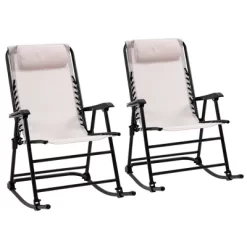 Outsunny Set Of 2 Rocking Chairs Patio Lawn Chair Beach Reclining Folding Chairs With Pillow, Outdoor Portable Recliner For Camping Fishing Beach -Outdoor Comfort Deals Store GUEST 61ca4562 bb62 448f a855 9b5cf8c4b0ef