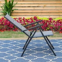 7pc Outdoor Dining Set With 7 Position Adjustable Folding Chairs & Metal Rectangle Table With Umbrella Hole - Captiva Designs -Outdoor Comfort Deals Store GUEST 61d019fb 5385 407d 94b0 d8e8da5e7c60