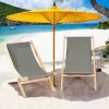 Costway Set Of 4 Foldable Wood Sling Beech Chairs W/ 3 Adjustable Positions&Free Cushion