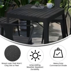 Merrick Lane Five Piece Indoor-Outdoor Dining Table And Chairs Set With 31.5" Square Table And 4 Metal Chairs In Black -Outdoor Comfort Deals Store GUEST 6442f150 7ad5 437f 9c00 423dd49c7655