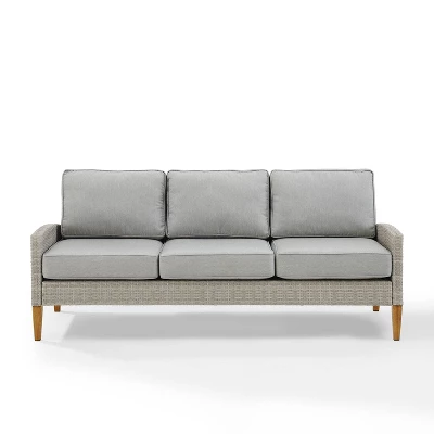Capella Outdoor Wicker Sofa - Gray/Acorn - Crosley 1 Capella Outdoor Wicker Sofa - Gray/Acorn - Crosley