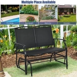 Costway Patio Glider Rocking Bench Double 2 Person Chair Loveseat Garden GreyBlack -Outdoor Comfort Deals Store GUEST 655ac51a ea62 400a 9c44 7f0799bce918