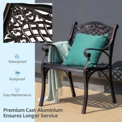 Costway 3 PCS Patio Dining Bistro Set Cast Aluminum Round Patio Table W/Chairs -Outdoor Comfort Deals Store GUEST 65646ffa bf75 4462 b624 69946c45280f