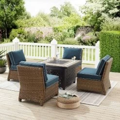 Bradenton 5pc Outdoor Wicker Armless Chair & Fire Table Set - Crosley -Outdoor Comfort Deals Store GUEST 65c8402d 600e 4826 924f f4ec4aa639f6