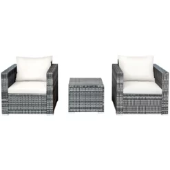 Tangkula 3-Piece Patio Wicker Conversation Set Bistro Rattan Sofa Chair With Washable Cushion -Outdoor Comfort Deals Store GUEST 65fe2a69 0b5f 4d0b b42a 362216b3f690