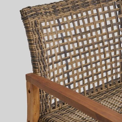 Augusta 5pc Wood & Wicker Chat Set With Fire Pit - Natural/Gray/Light Gray - Christopher Knight Home 8 Augusta 5pc Wood & Wicker Chat Set With Fire Pit - Natural/Gray/Light Gray - Christopher Knight Home - Image 8