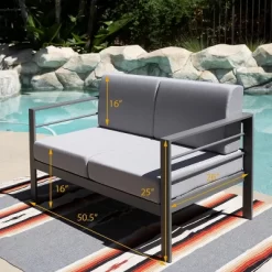 Patio Aluminum Outdoor Loveseat, Patio Sofa Couch Chair With Cushions (Grey) -Outdoor Comfort Deals Store GUEST 669482ad 4c9a 4979 8c37 84bf7d5dbfb3