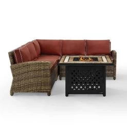 Bradenton 4pc Outdoor Wicker Sectional Set With Fire Table - Crosley -Outdoor Comfort Deals Store GUEST 66eb271d d640 4301 8151 c00f35cb010f