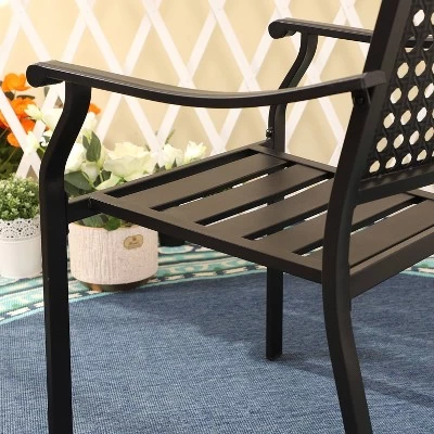 7pc Outdoor Dining Set With Faux Wood Table With Umbrella Hole - Captiva Designs 16 7pc Outdoor Dining Set With Faux Wood Table With Umbrella Hole - Captiva Designs - Image 16