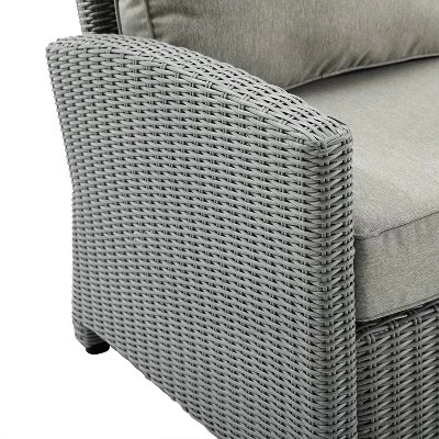 Bradenton 3pc Wicker Loveseat Set With Fire Table - Gray - Crosley 5 Bradenton 3pc Wicker Loveseat Set With Fire Table - Gray - Crosley - Image 5