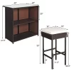 Costway 3PCS Patio Rattan Wicker Bar Table Stools Dining Set Cushioned Chairs Garden