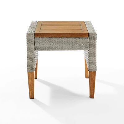 Capella Outdoor Wicker Side Table - Gray - Crosley 5 Capella Outdoor Wicker Side Table - Gray - Crosley - Image 5