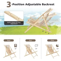 Costway Patio Outdoor Adjustable Folding Wood Sling Chair Reclining Lounge Assembly Free -Outdoor Comfort Deals Store GUEST 6859b092 8eb0 4ea1 b237 bdf577e0f19b
