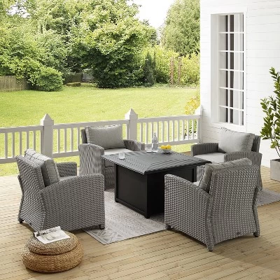 Bradenton 5pc Wicker Conversation Set With Fire Table - Gray - Crosley 7 Bradenton 5pc Wicker Conversation Set With Fire Table - Gray - Crosley - Image 7