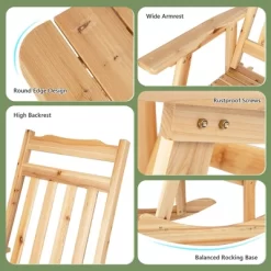 Costway 4PCS Patio Wooden Rocking Chair Bistro Set High Backrest With Folding Side Table -Outdoor Comfort Deals Store GUEST 68b5c649 56b5 487b bd06 3663d4846d4b