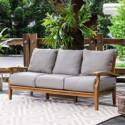 Caterina Teak Patio Sofa With Cushion - Beige - Cambridge Casual 4 Caterina Teak Patio Sofa With Cushion - Beige - Cambridge Casual - Image 4