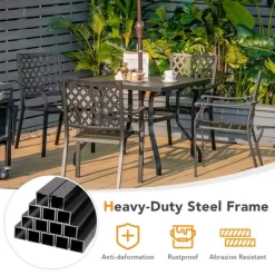 Costway 5PCS Patio Dining Furniture Set Stackable Chairs Armrest Square Table -Outdoor Comfort Deals Store GUEST 68c73bee 6fd7 4e4b bc9e c43ad1ade949