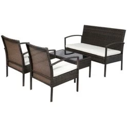 Outsunny Patio Porch Furniture Sets 4-PCS Rattan Wicker Chair W/ Table Conversation Set For Yard,Pool Or Backyard Indoor/Outdoor Use -Outdoor Comfort Deals Store GUEST 68f70a26 5b62 42d2 9e8a ba21c30d2bed