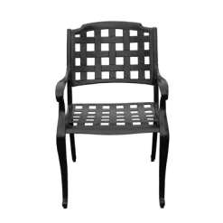 5pc Patio Dining Set With 48" Modern Outdoor Mesh Aluminum Round Table & Checker Chairs - Black - Oakland Living -Outdoor Comfort Deals Store GUEST 69823222 ca56 44d7 9d02 791acbf8f887