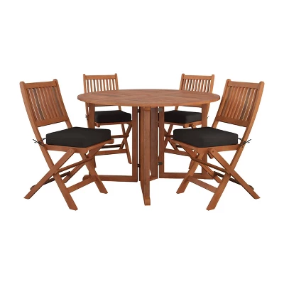 5pc Outdoor Folding Dining Set - Natural - CorLiving 1 5pc Outdoor Folding Dining Set - Natural - CorLiving