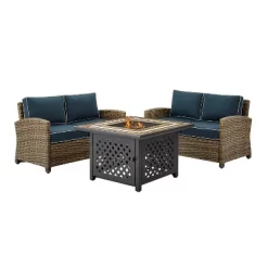3pc Bradenton Outdoor Steel Fire Pit Set With 2 Loveseats Navy/Weathered Brown - Crosley -Outdoor Comfort Deals Store GUEST 6a8b178c 0213 4c9e 80f1 6ab433205e45